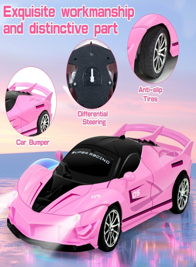 Bloolilies Remote Control Car for Girls, 1:18 Scale Hobby Rc Cars Toys for Kids Toddlers Age 3 4 5 6 7 8-12 Year Old- Model Sports Racing Car with Headlights Birthday Easter Gift, Pink - Image 3